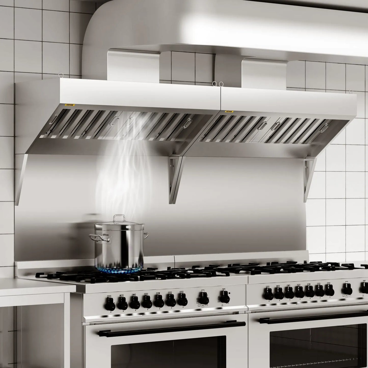 VEVOR 8FT Commercial Exhaust Hood – 201 Stainless Steel Food Truck & Kitchen Vent